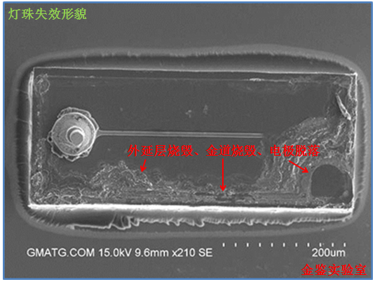 失效灯珠芯片外观形貌图