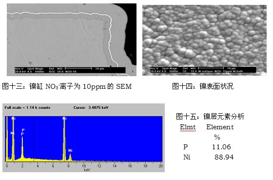 镍缸NO3-离子为15ppm的SEM与元素分析